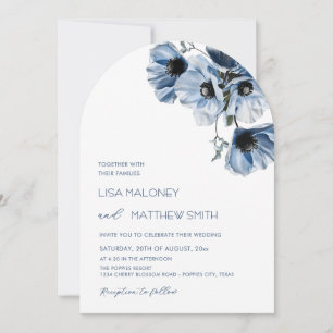 Blue Flowers White Wedding Invitation