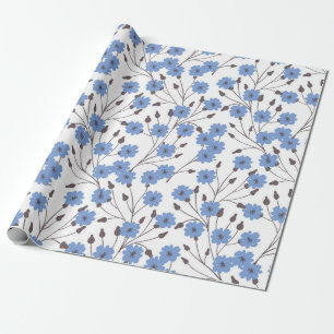 Blue flowers wrapping paper