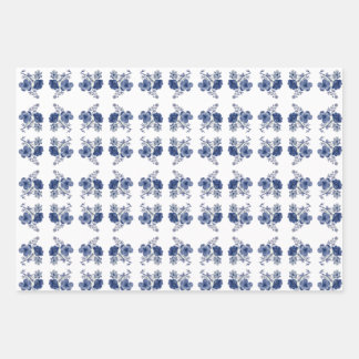 Blue Flowers Wrapping Paper Sheet