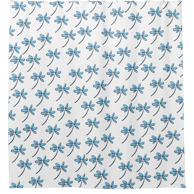 blue flowery shower curtain (Front)