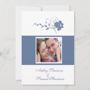 Blue Flowing Flower Photo 5x7 Wedding Invitation