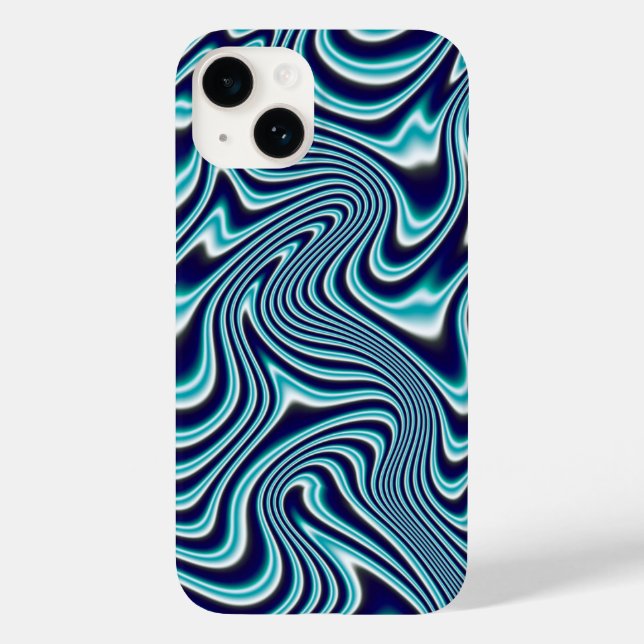 Blue Fluid Marbling Painting Case-Mate iPhone Case (Back)