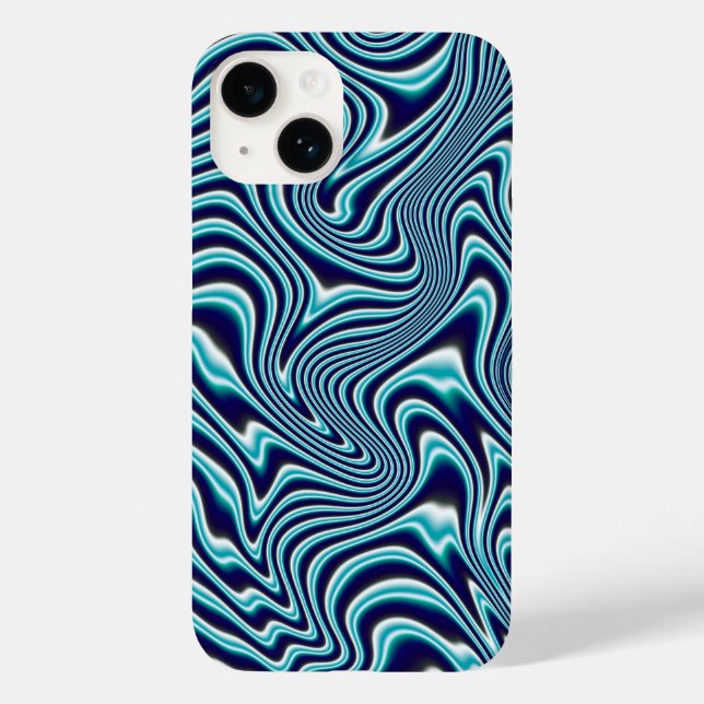 Blue Fluid Marbling Painting Case-Mate iPhone Case (Back)