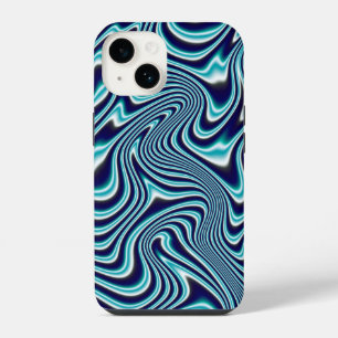 Blue Fluid Marbling Painting iPhone 14 Case