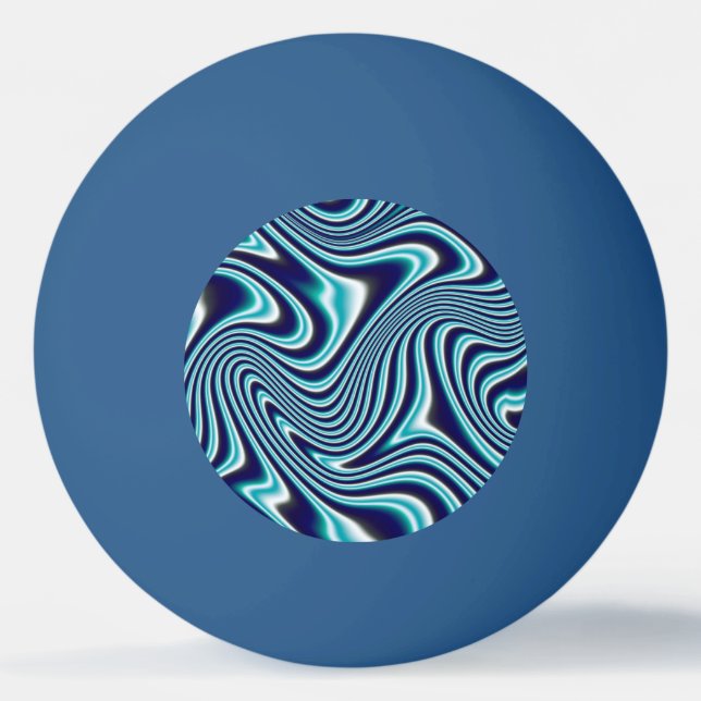 Blue Fluid Marbling Painting Ping Pong Ball (Front)