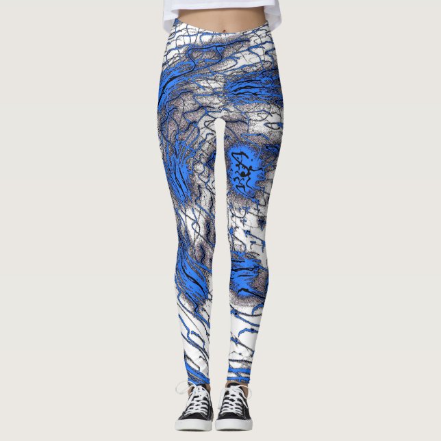 Blue Fluid Motion Leggings (Front)
