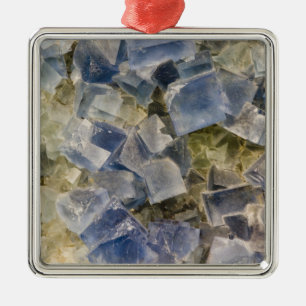 Blue Fluorite Crystals in Matrix Metal Tree Decoration