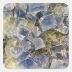 Blue Fluorite Crystals in Matrix Square Sticker