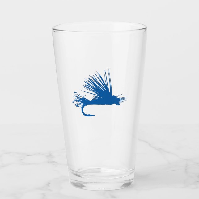 Blue Fly Fishing Fly FisherMan Glass (Front)