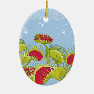 blue fly trap ceramic ornament