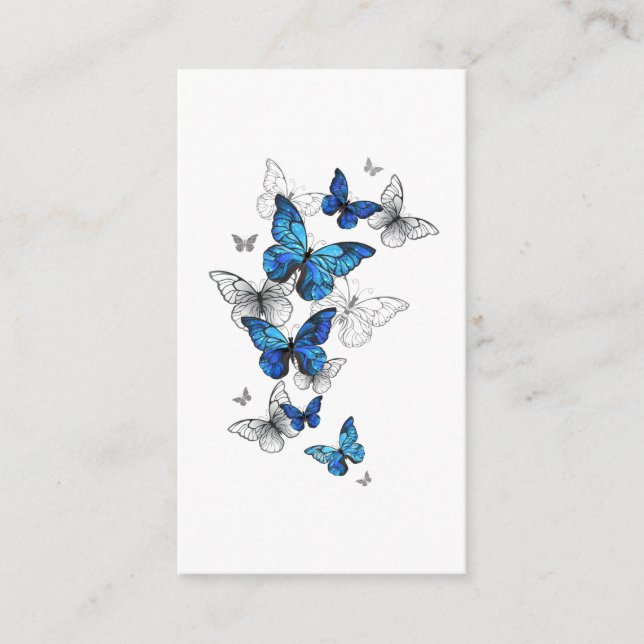 Blue Flying Butterflies Morpho Advice Card (Front)