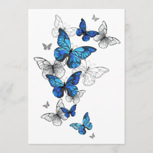 Blue Flying Butterflies Morpho Advice Card
