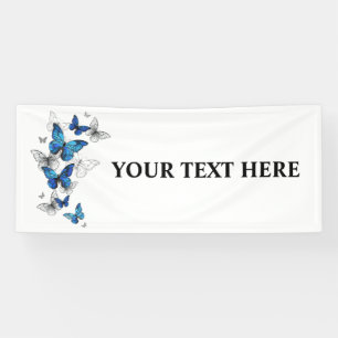 Blue Flying Butterflies Morpho Banner
