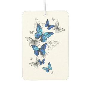 Blue Flying Butterflies Morpho Car Air Freshener