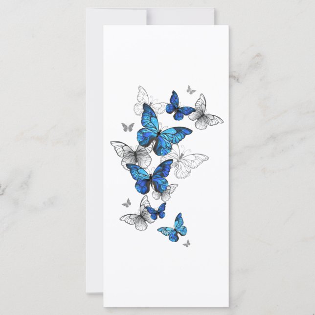Blue Flying Butterflies Morpho Card (Front)