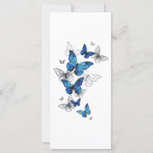 Blue Flying Butterflies Morpho Card