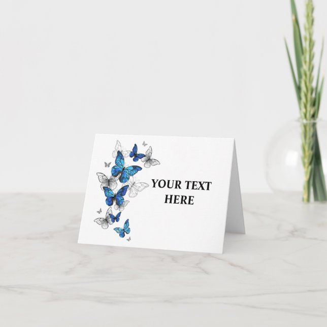 Blue Flying Butterflies Morpho Card (Front)