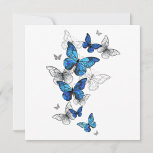Blue Flying Butterflies Morpho Card
