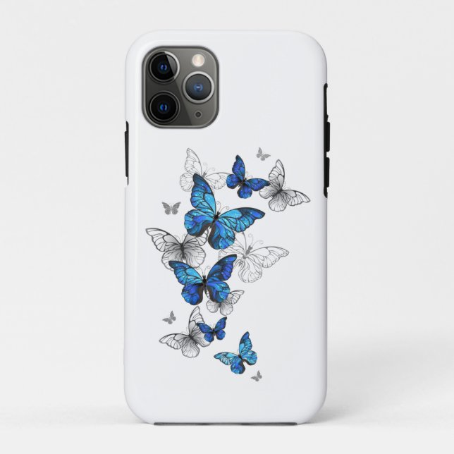 Blue Flying Butterflies Morpho Case-Mate iPhone Case (Back)