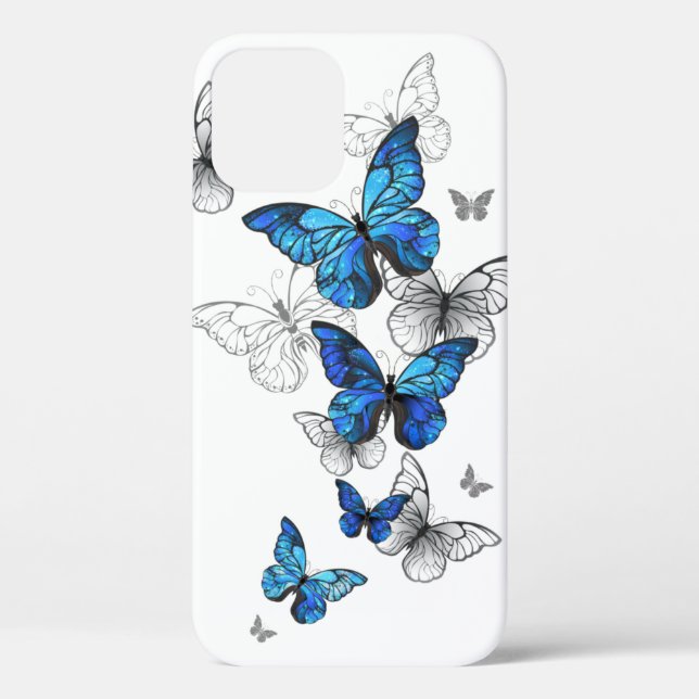 Blue Flying Butterflies Morpho Case-Mate iPhone Case (Back)