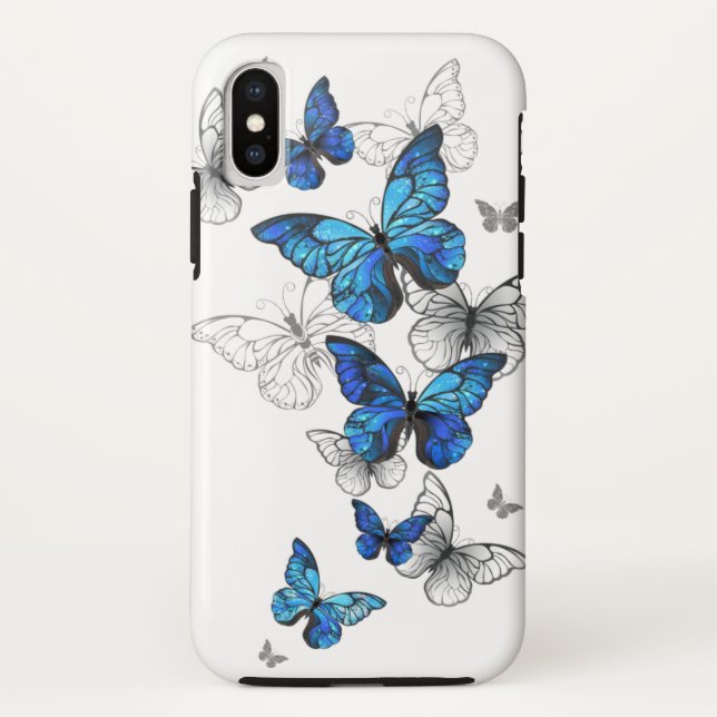 Blue Flying Butterflies Morpho Case-Mate iPhone Case (Back)