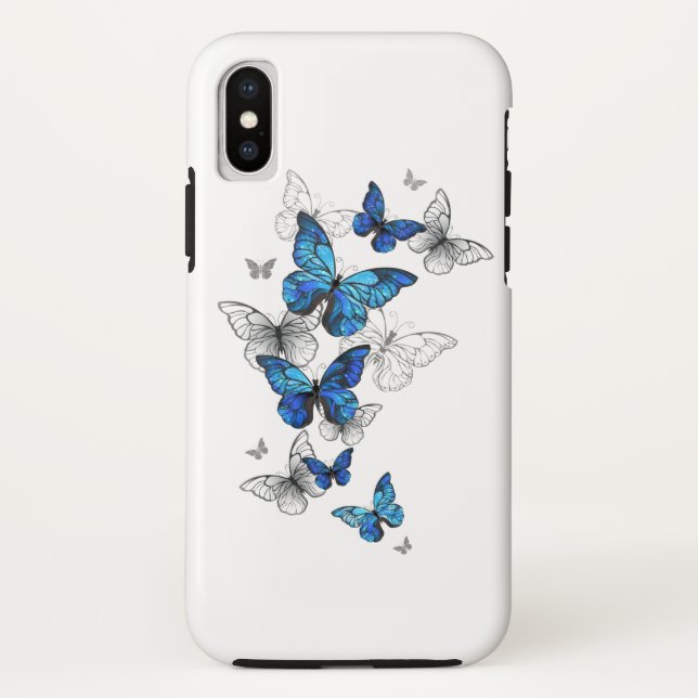 Blue Flying Butterflies Morpho Case-Mate iPhone Case (Back)