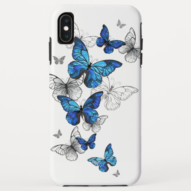 Blue Flying Butterflies Morpho Case-Mate iPhone Case (Back)