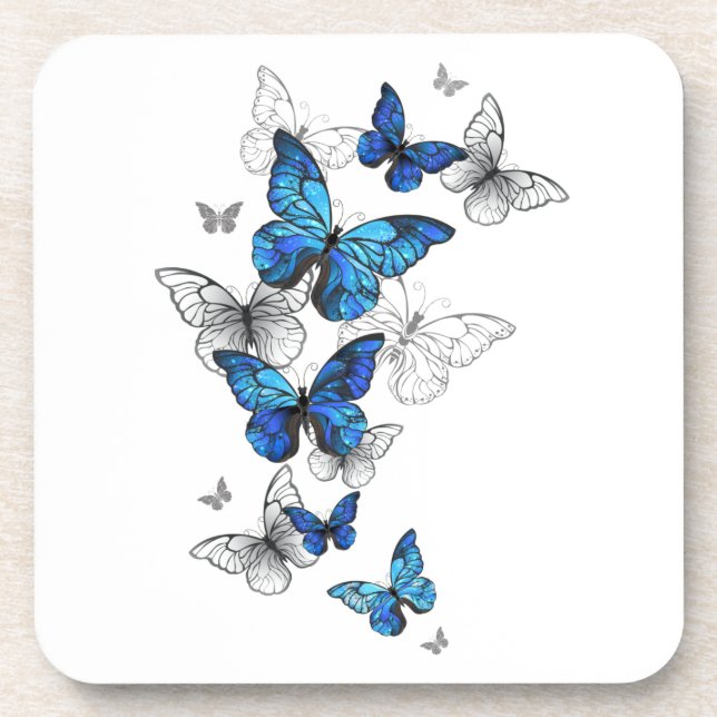 Blue Flying Butterflies Morpho Coaster (Front)