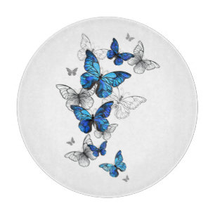 Blue Flying Butterflies Morpho Cutting Board