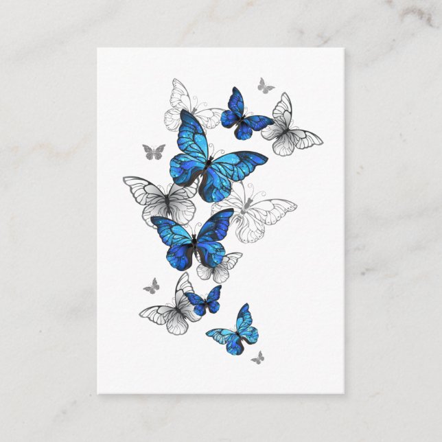 Blue Flying Butterflies Morpho Enclosure Card (Front)
