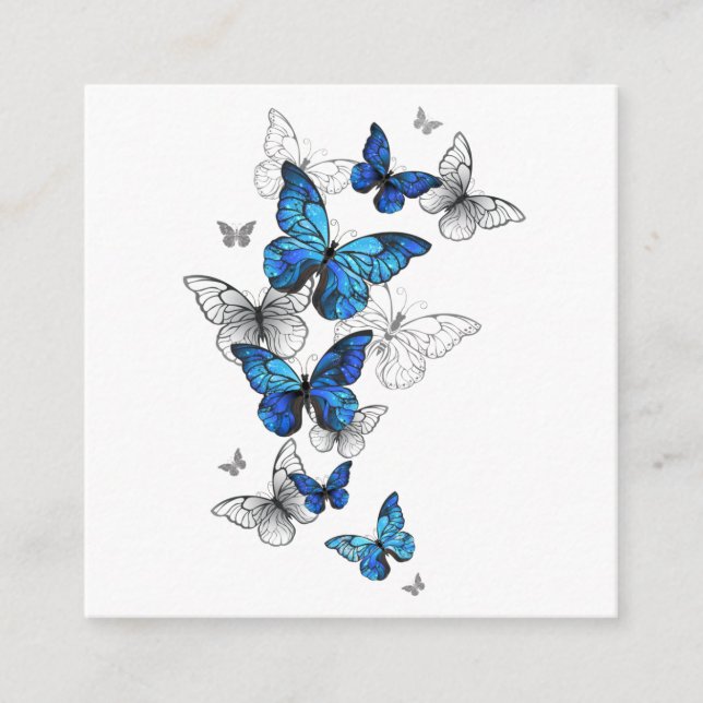 Blue Flying Butterflies Morpho Enclosure Card (Front)