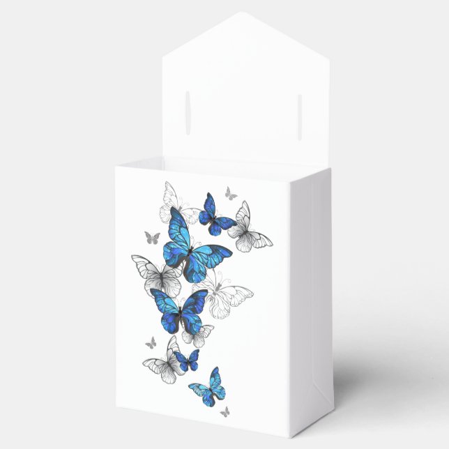 Blue Flying Butterflies Morpho Favour Box (Opened)