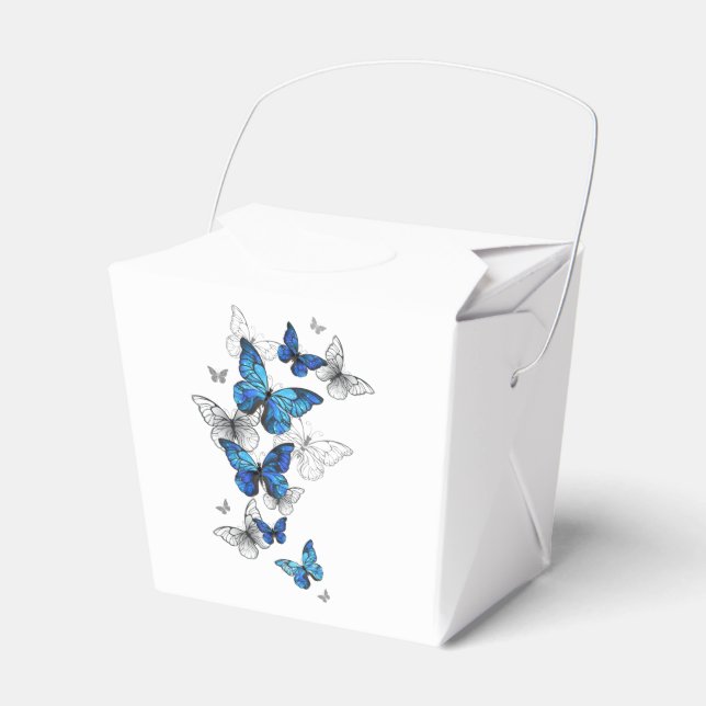 Blue Flying Butterflies Morpho Favour Box (Front Side)