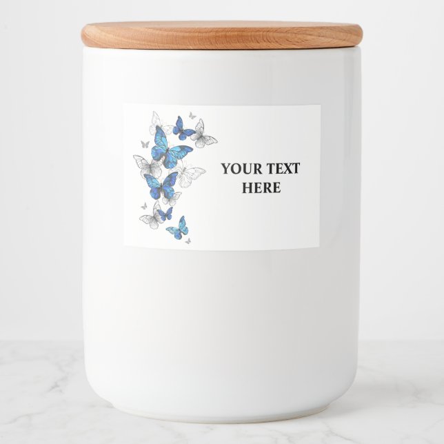 Blue Flying Butterflies Morpho Food Label (Front)