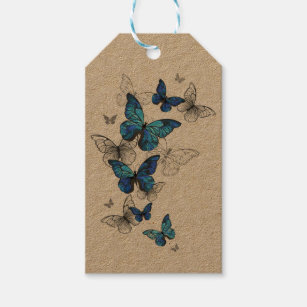 Blue Flying Butterflies Morpho Gift Tags
