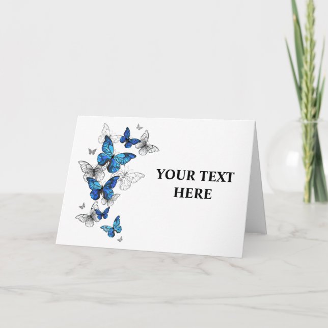 Blue Flying Butterflies Morpho Invitation (Front)