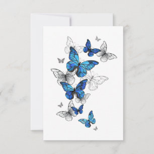 Blue Flying Butterflies Morpho Invitation