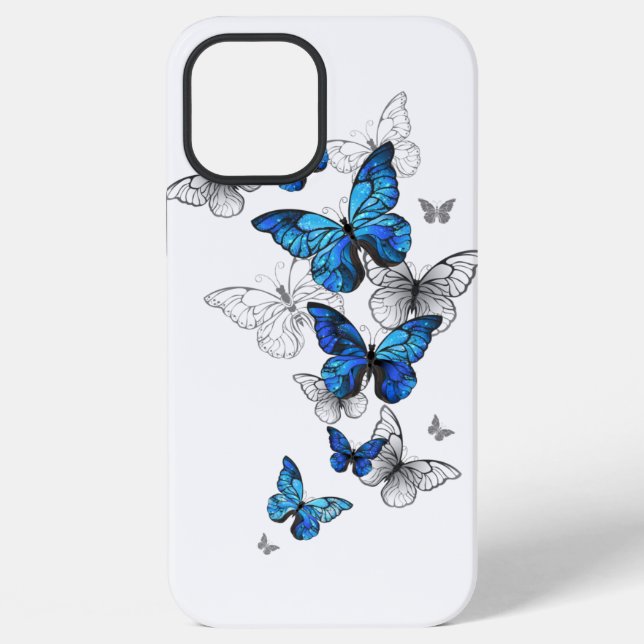 Blue Flying Butterflies Morpho iPhone Case (Back)