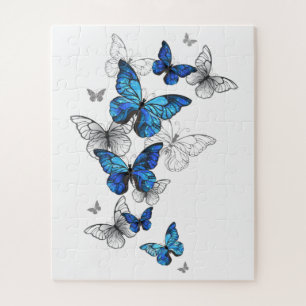 Blue Flying Butterflies Morpho Jigsaw Puzzle
