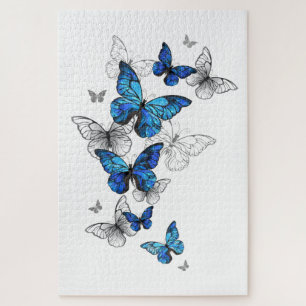 Blue Flying Butterflies Morpho Jigsaw Puzzle