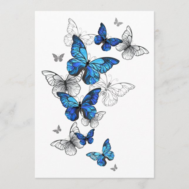 Blue Flying Butterflies Morpho Menu (Front)
