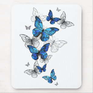 Blue Flying Butterflies Morpho Mouse Pad