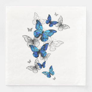 Blue Flying Butterflies Morpho Napkin