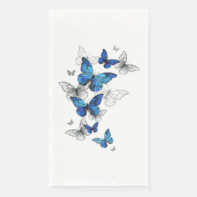 Blue Flying Butterflies Morpho Napkin (Front)