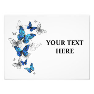 Blue Flying Butterflies Morpho Photo Print
