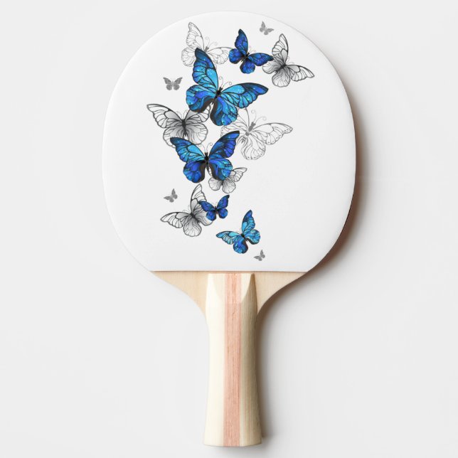 Blue Flying Butterflies Morpho Ping Pong Paddle (Front)