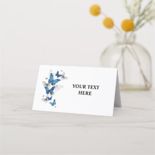 Blue Flying Butterflies Morpho Place Card