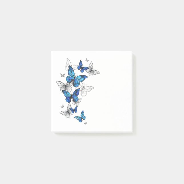 Blue Flying Butterflies Morpho Post-it Notes (Front)