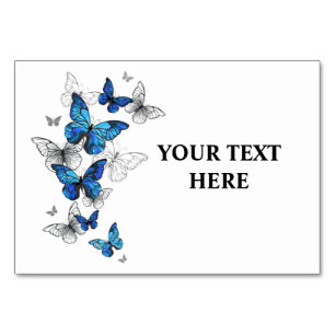 Blue Flying Butterflies Morpho Table Number