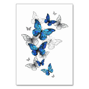 Blue Flying Butterflies Morpho Table Number